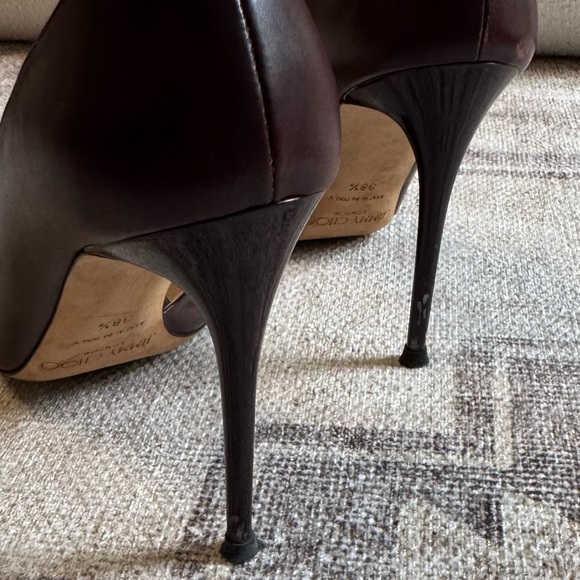 Jimmy Choo Lucy Mauve D'Orsay Leather Pumps Stiletto Heels EU 38.5 - Picture 3 of 7